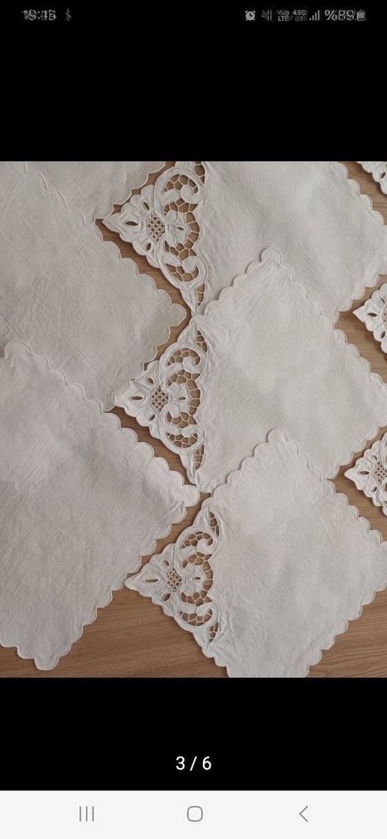 12 ADET BEYAZ İŞİ KARE ÖRTÜ ( ADET FİYATI 750 TL ) - Görsel 3