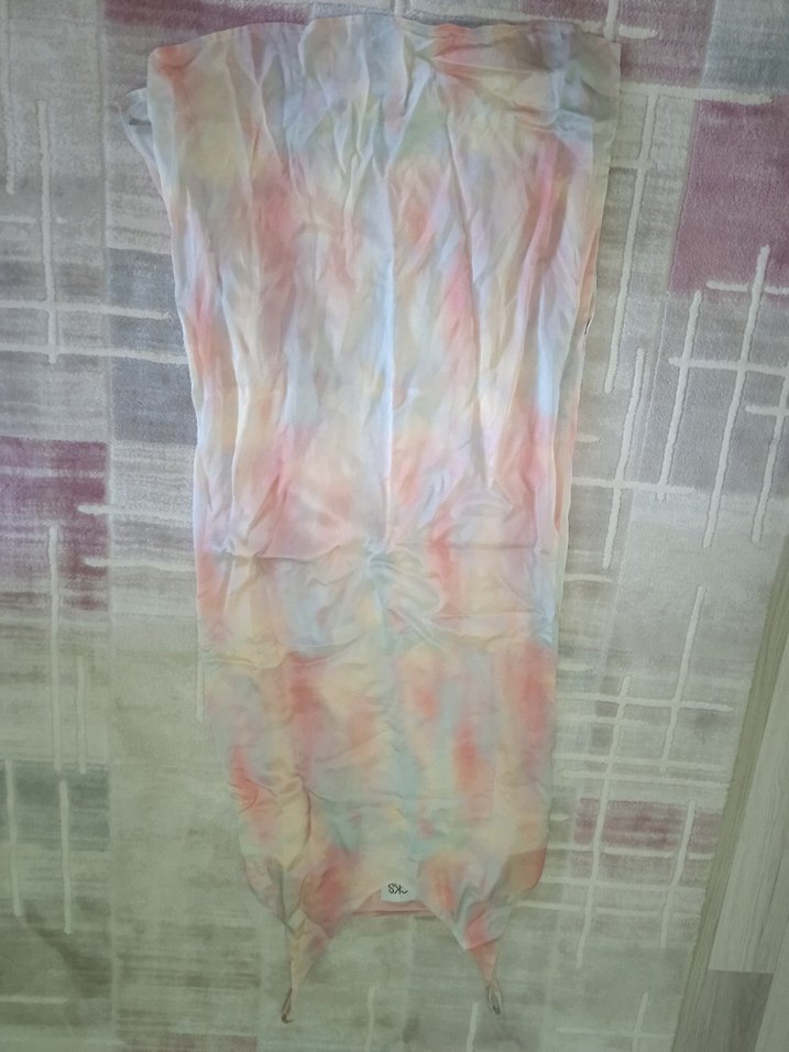 Renkli Tie-Dye Midi Askılı Kadın Elbise - Görsel 2