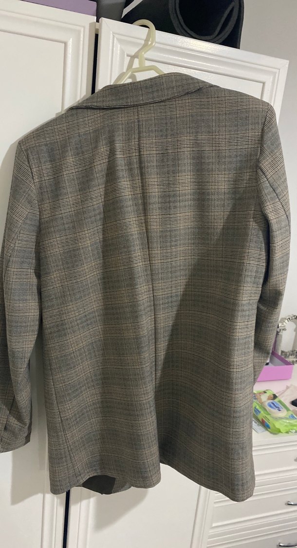 Düğmeli Bej Kadın Blazer Ceket - Görsel 4