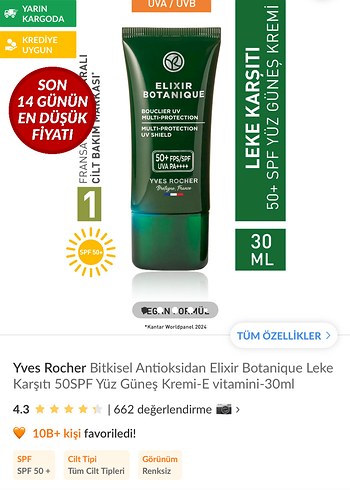 Yves Rocher Elixir Botanique SPF 50+ Güneş Koruyucu - Görsel 2