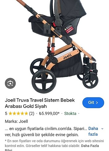 9- 36 kg Beden JOELL bebek arabası