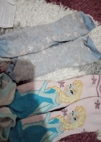 Nakışlı Mavi Kız Çorabı