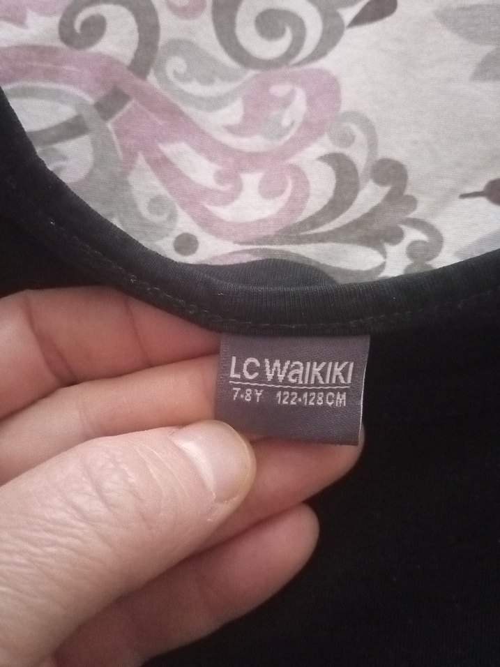 Kız Çocuk Siyah Baskılı Uzun Kollu Tişört - Görsel 3