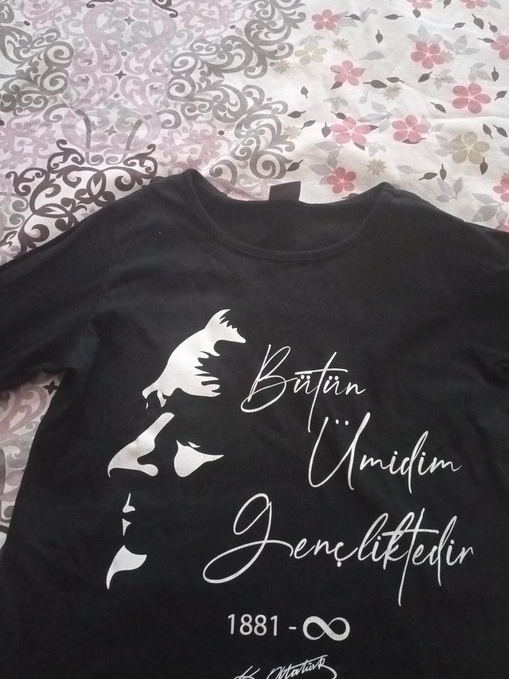 Kız Çocuk Siyah Baskılı Uzun Kollu Tişört - Görsel 2