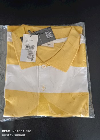 Sarı Beyaz Çizgili Erkek Polo Tişört