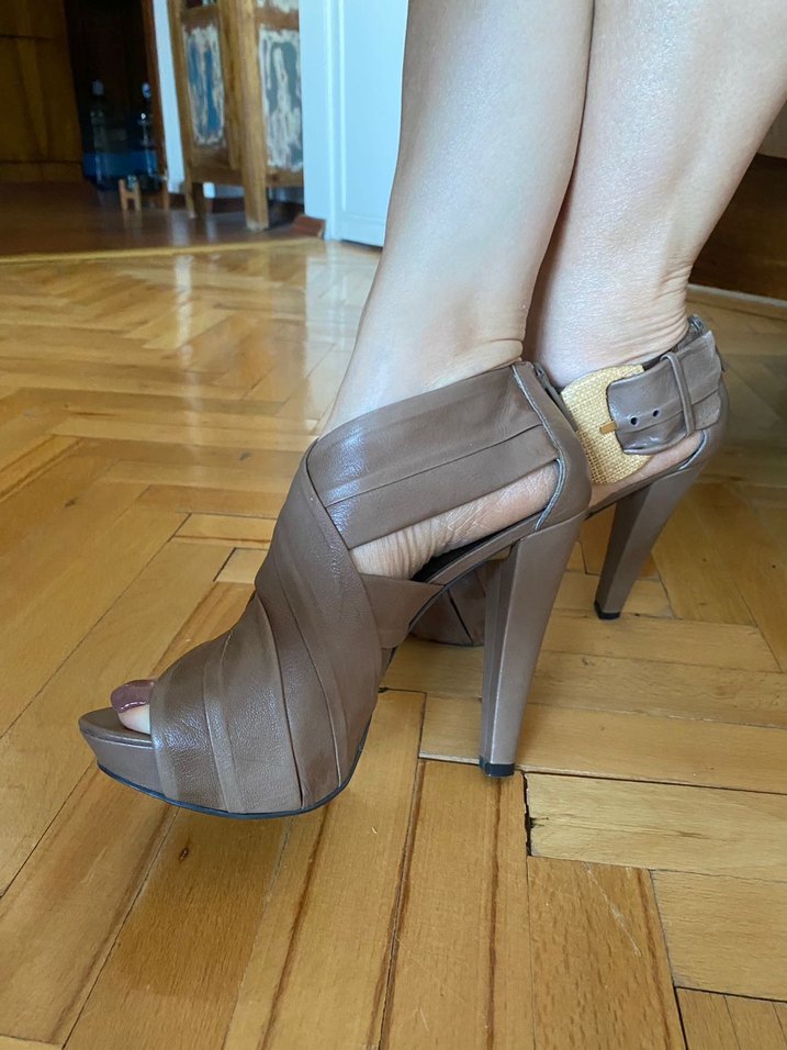 Bej Deri Platform Topuklu Kadın Ayakkabı nine west - Görsel 4