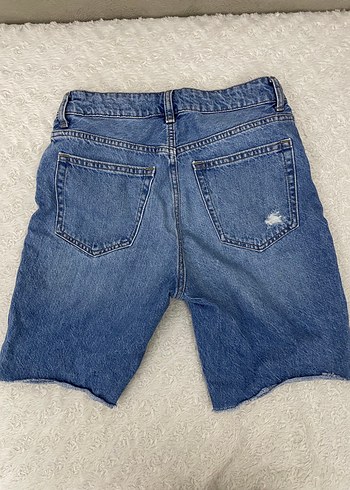 m Beden Düğmeli Mavi Kadın Mini Denim Şort hafif uzun