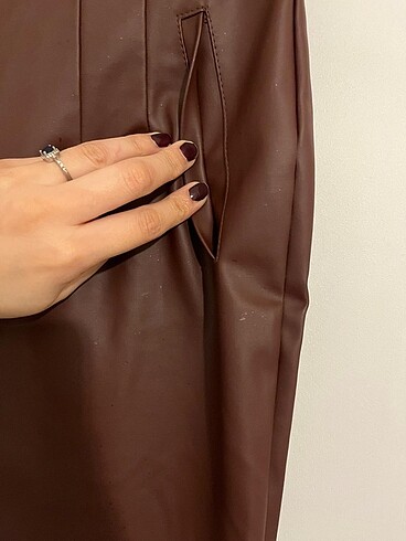 36 Beden bordo Renk Deri pantalon