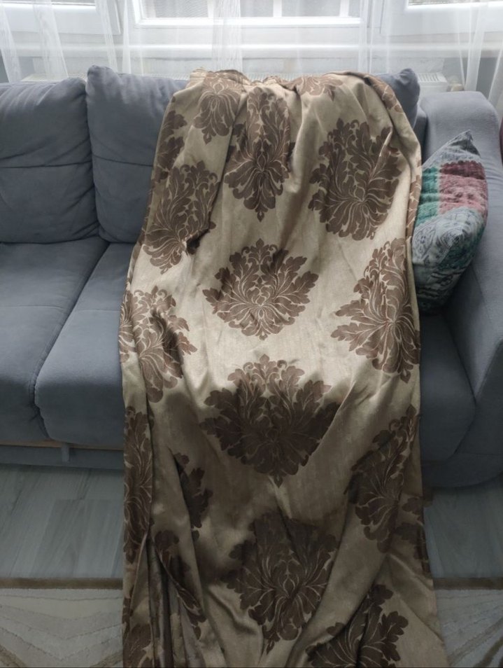 Kahverengi Nakışlı Perde - Görsel 3