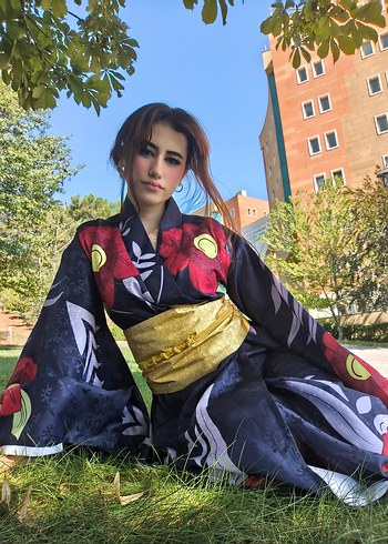 Uzun Siyah Bağcıklı Straplez Kimono
