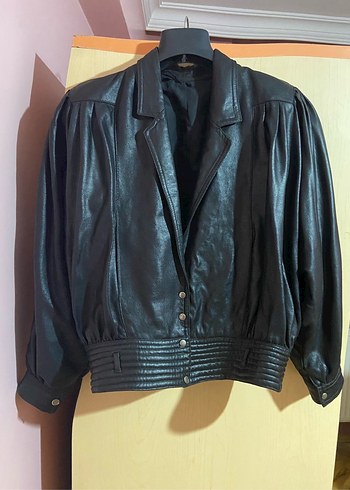 Oversize vintage deri bomber ceket - Görsel 2