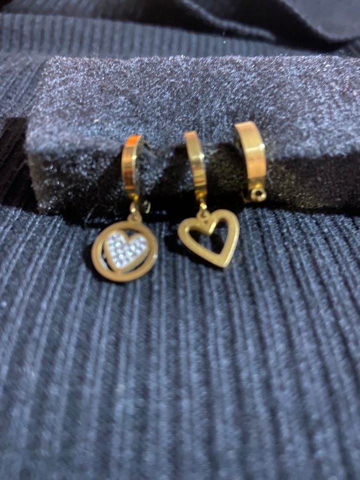 Kalp detaylı çelik küpe seti - Görsel 2