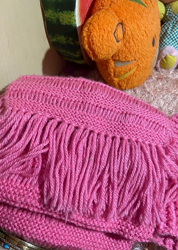 El örgüsü Pembe Örgü Bere ve Atkı Seti - Görsel 4