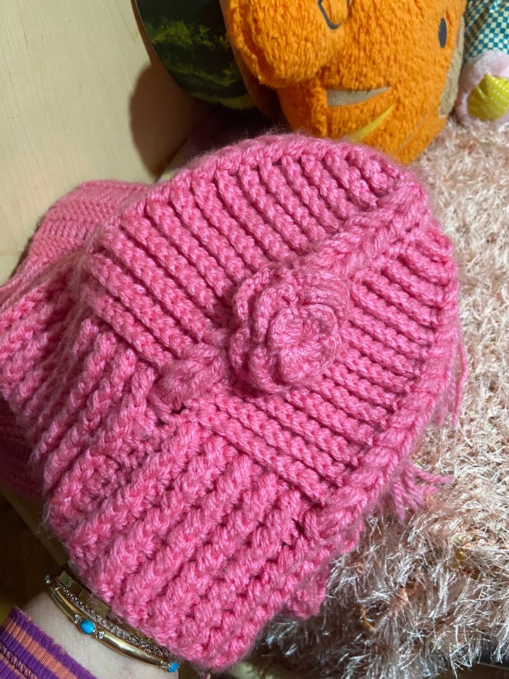 El örgüsü Pembe Örgü Bere ve Atkı Seti - Görsel 3