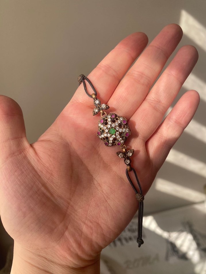 925 ayar doğal taşlı otantik bileklik - Görsel 3