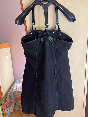 American Vintage Askılı kot salopet elbise