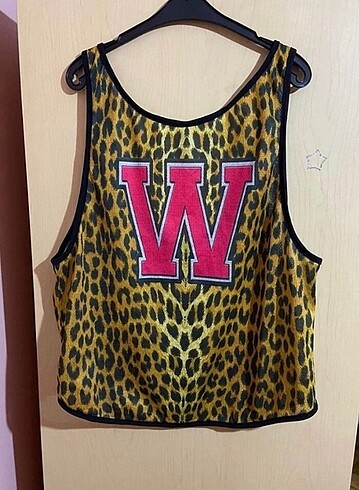 W baskılı leopar tshirt/bluz
