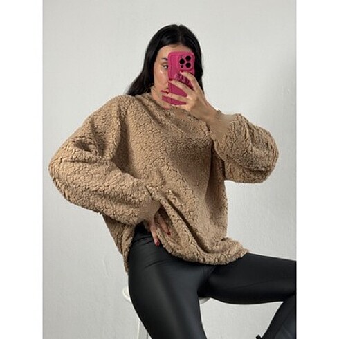 H&M oversize peluş sweatshirt