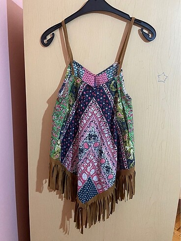 Etnik Esintiler Hippie bohem etnik püsküllü bluz