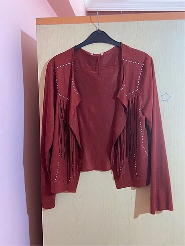 Püsküllü hippie bohem süet nubuk ceket