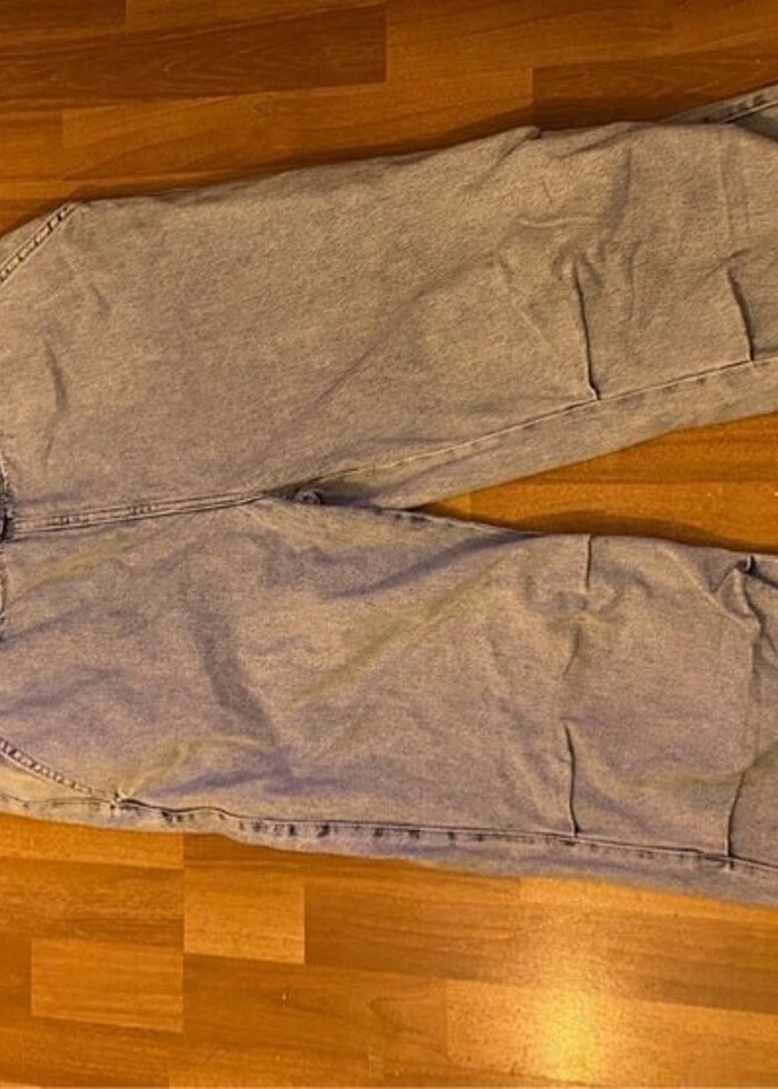 Paçaları lastikli kot salopet tulum - Görsel 5