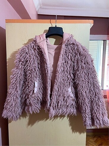 xl Beden Oversize crop peluş mont