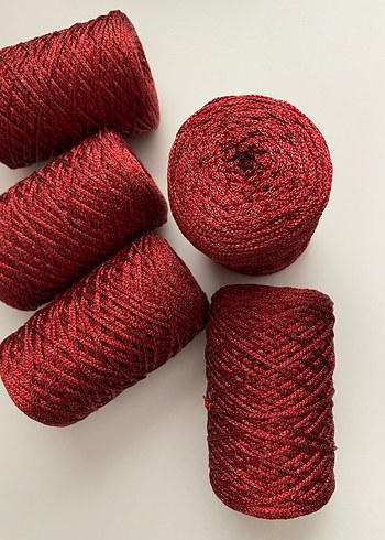 Parlak Koyu Kırmızı Makrome İpi - Görsel 2