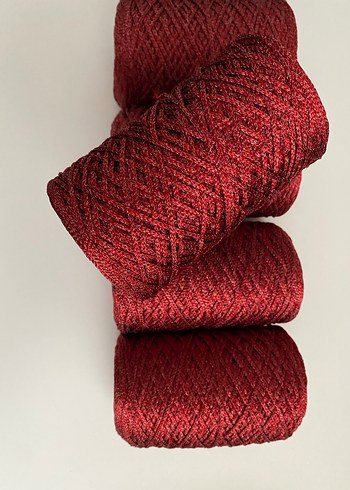 Parlak Koyu Kırmızı Makrome İpi - Görsel 3