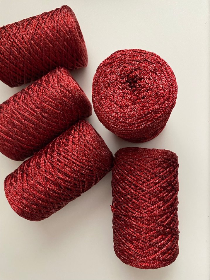 Parlak Koyu Kırmızı Makrome İpi - Görsel 2