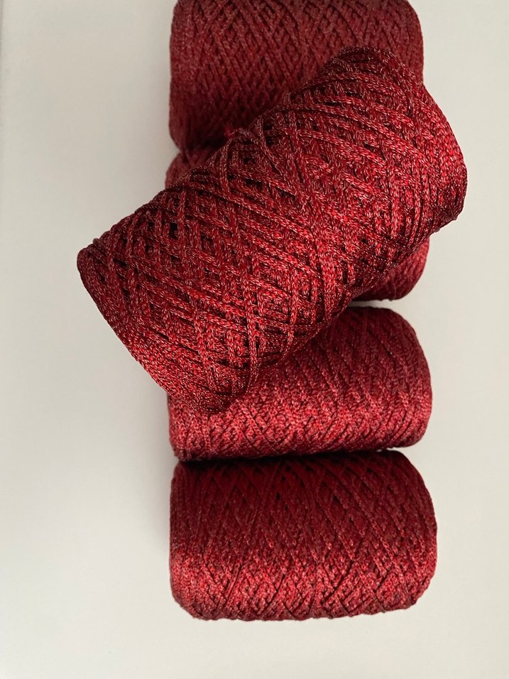 Parlak Koyu Kırmızı Makrome İpi - Görsel 3