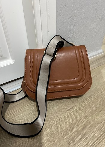 Kahverengi Deri Kadın Çanta Gri Askılı - Görsel 2