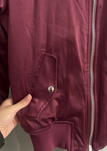 Bordo Fermuarlı Kadın Ceket - Görsel 3
