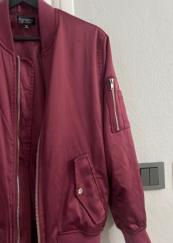Bordo Fermuarlı Kadın Ceket - Görsel 4