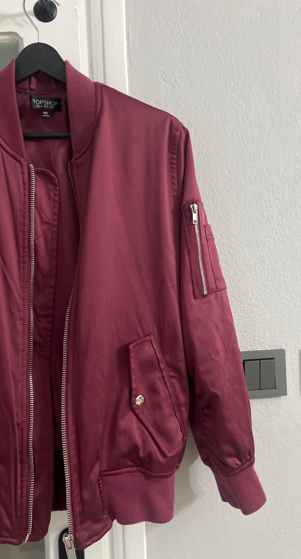 Bordo Fermuarlı Kadın Ceket - Görsel 4