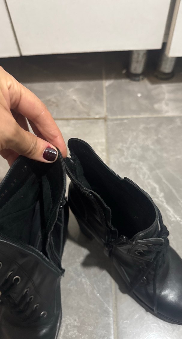 Siyah Kadın Bağcıklı Blok Topuk Bot - Görsel 5