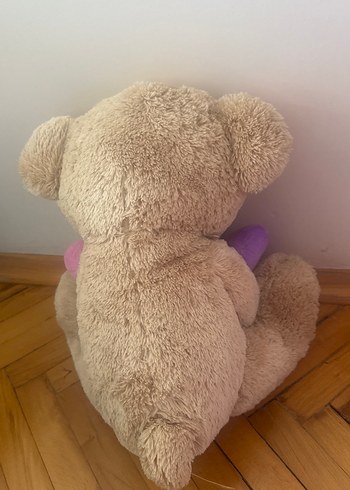 Renkli Kalpli Kahverengi Peluş Ayı - Görsel 4