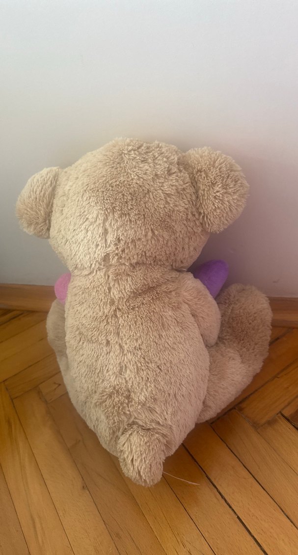 Renkli Kalpli Kahverengi Peluş Ayı - Görsel 4