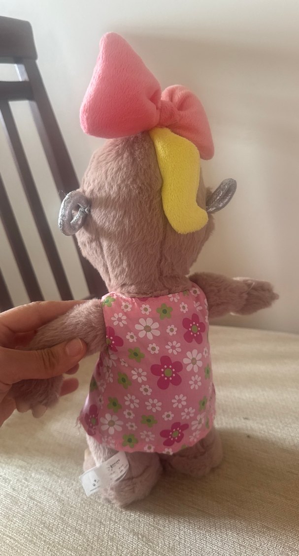 Pembe Çiçekli Elbise ve Fiyonklu Peluş Oyuncak - Görsel 4