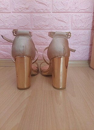 38 Beden Abiye Rose Gold Kalın Topuk 10cm