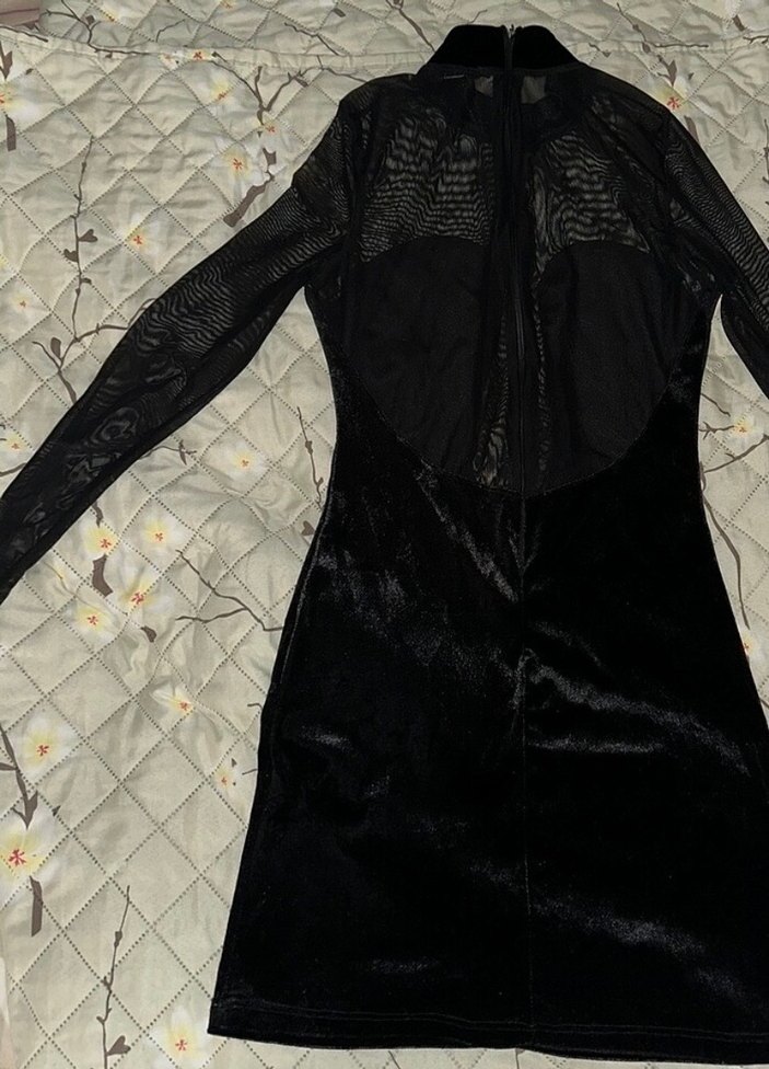Siyah Transparan Zara elbise - Görsel 3