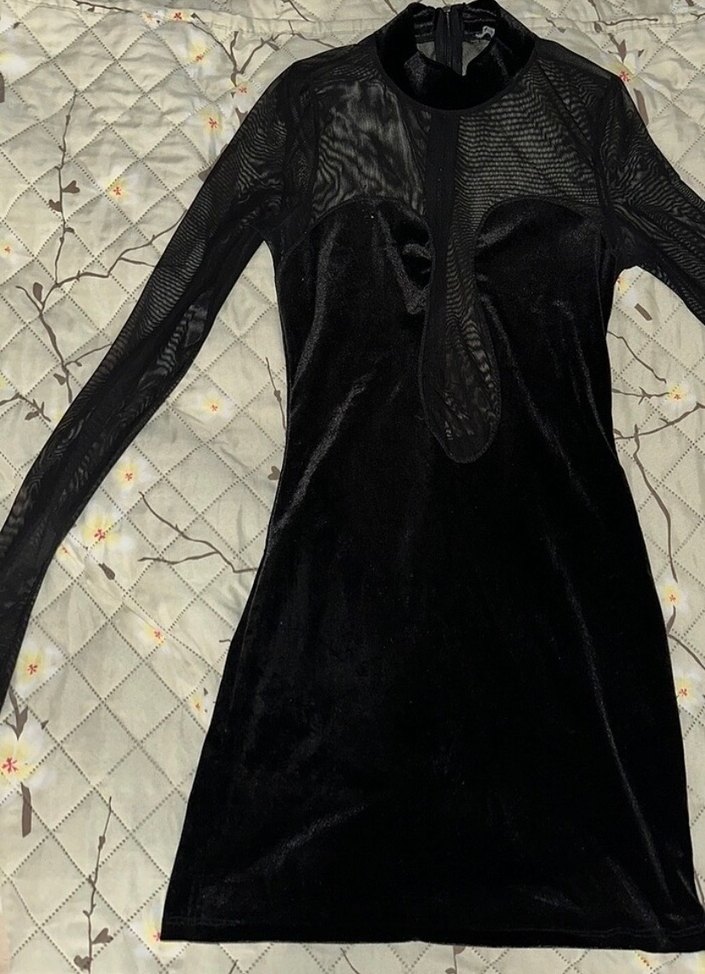 Siyah Transparan Zara elbise - Görsel 2