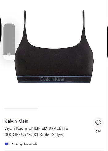 Calvin Klein Siyah Unlined Bralette Sütyen