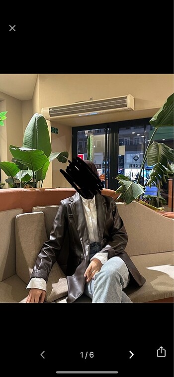 Kahverengi deri blazer