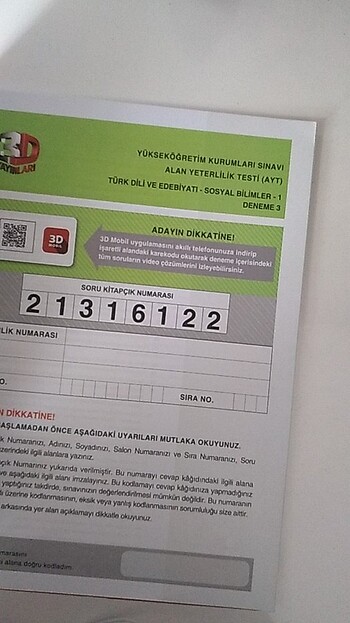  AYT Edebiyat Sosyal Bilimleri 1 Simülasyon Denemeleri