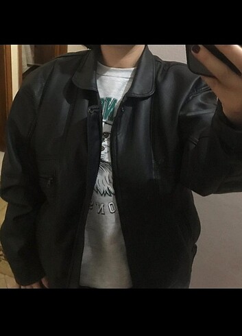 xl Beden siyah Renk Deri ceket