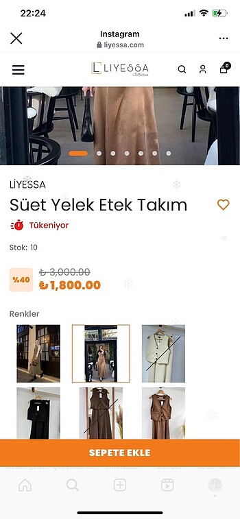 s Beden camel Renk Etekli takım