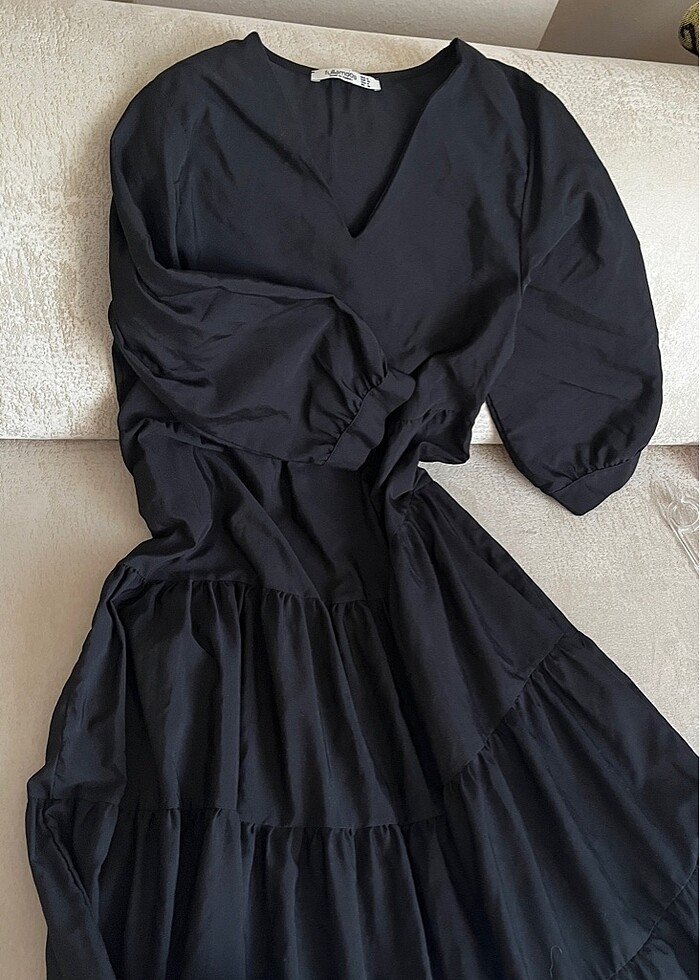 siyah klos kat elbise - Görsel 4