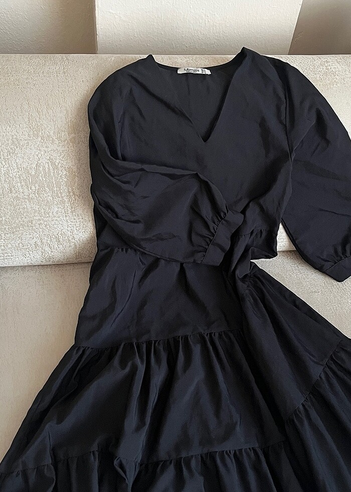 siyah klos kat elbise - Görsel 3