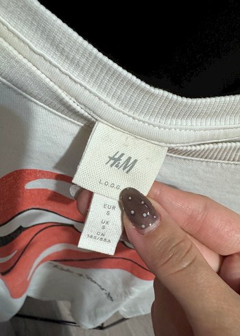 H&M H&M Beyaz Baskılı Rock Punk Tişört