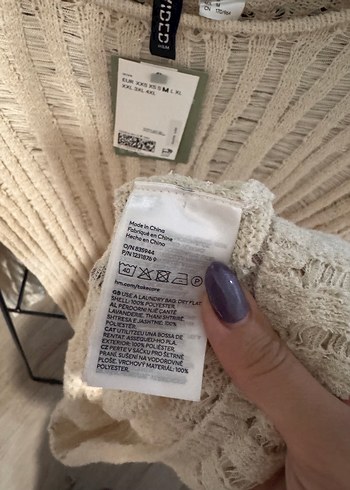 H&M Bej Bohem Salaş Örme Kadın elbise - Görsel 4